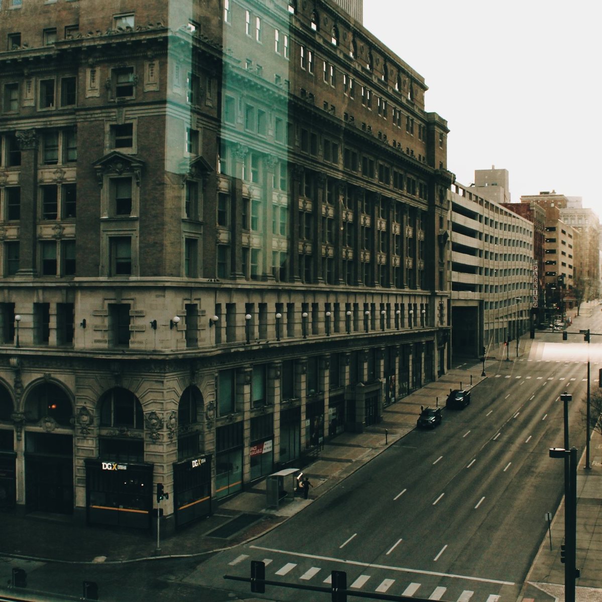 Downtown Omaha street and historic architecture