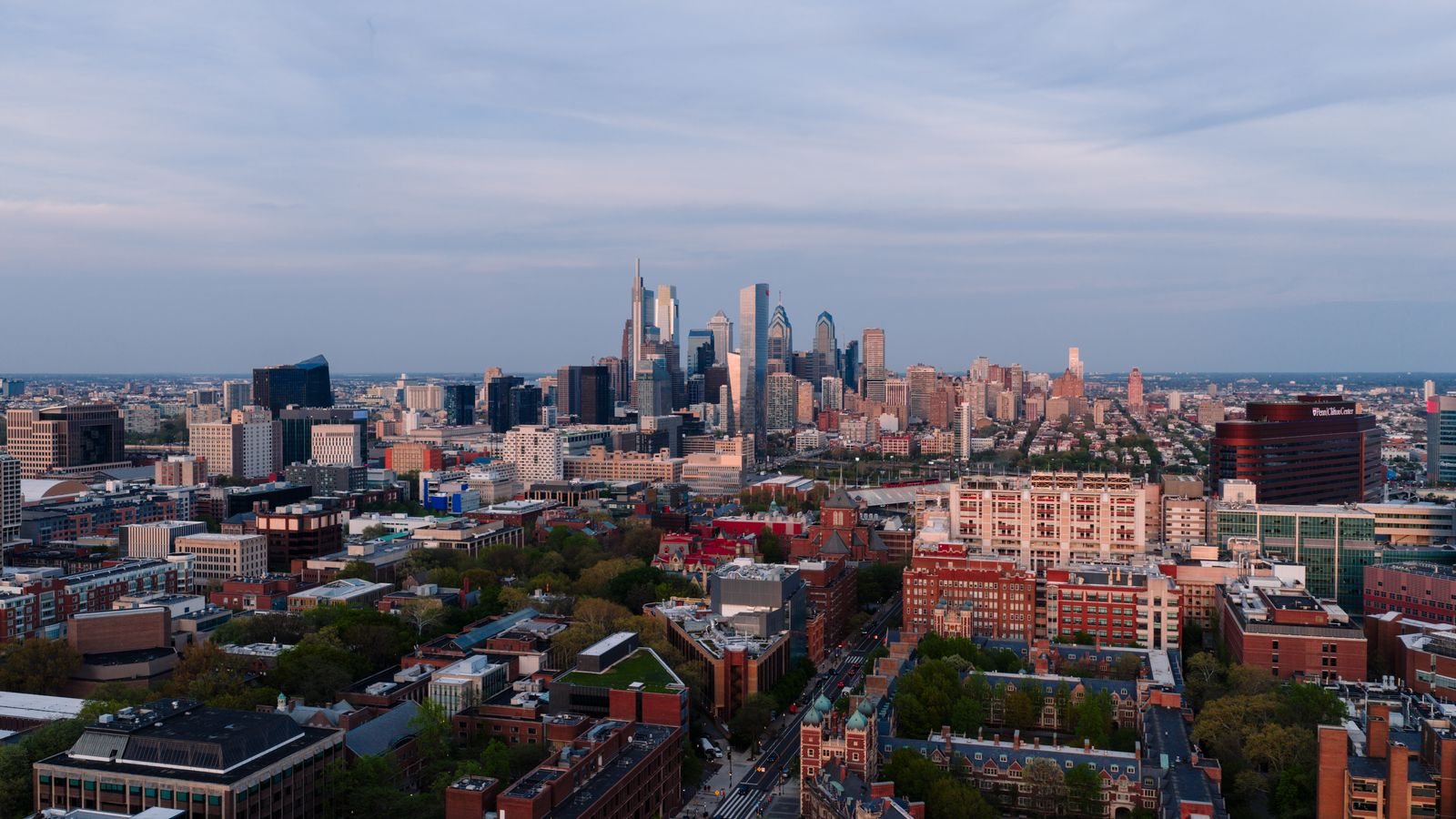 Philadelphia skyline from above