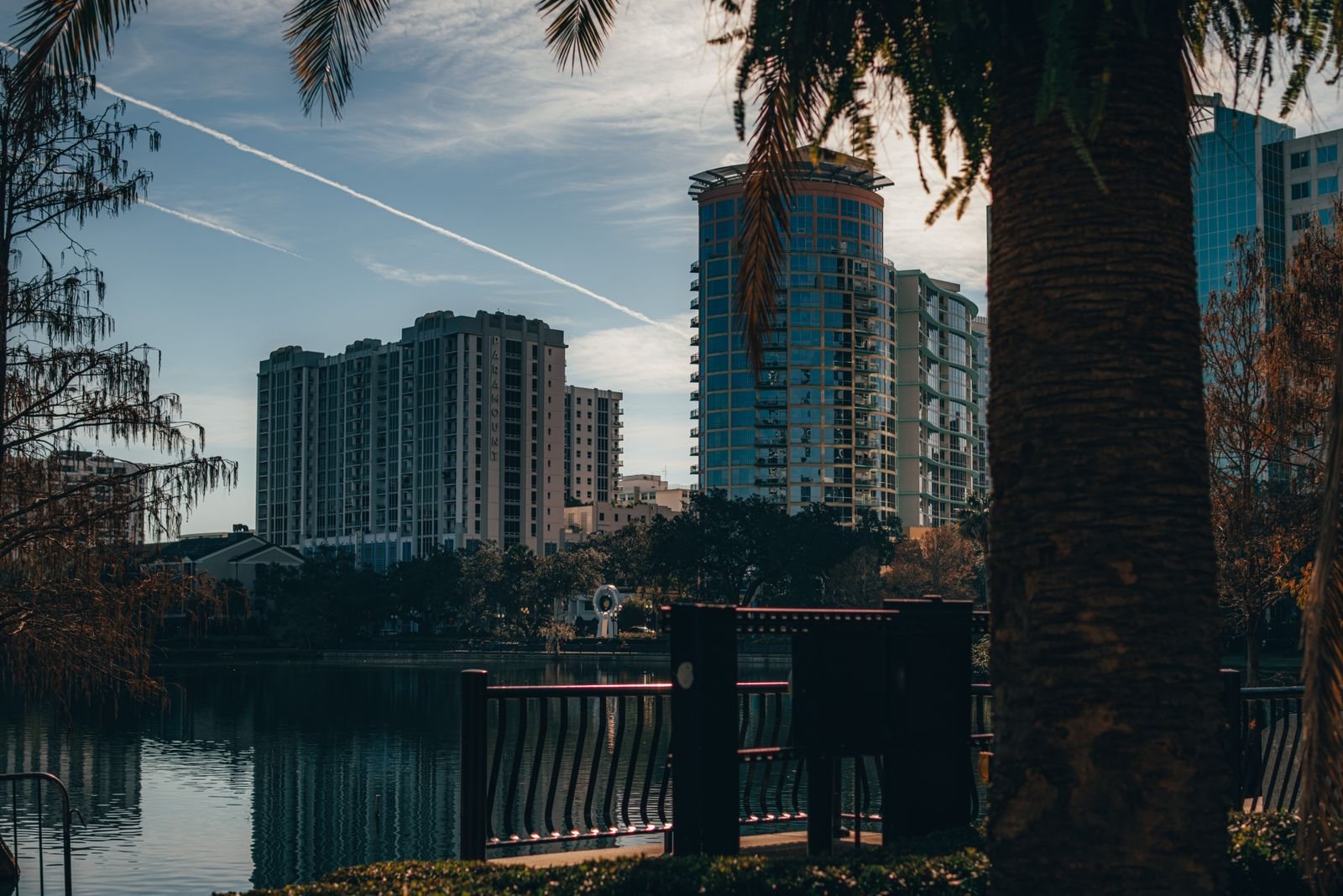Orlando skyline reflected on a lake