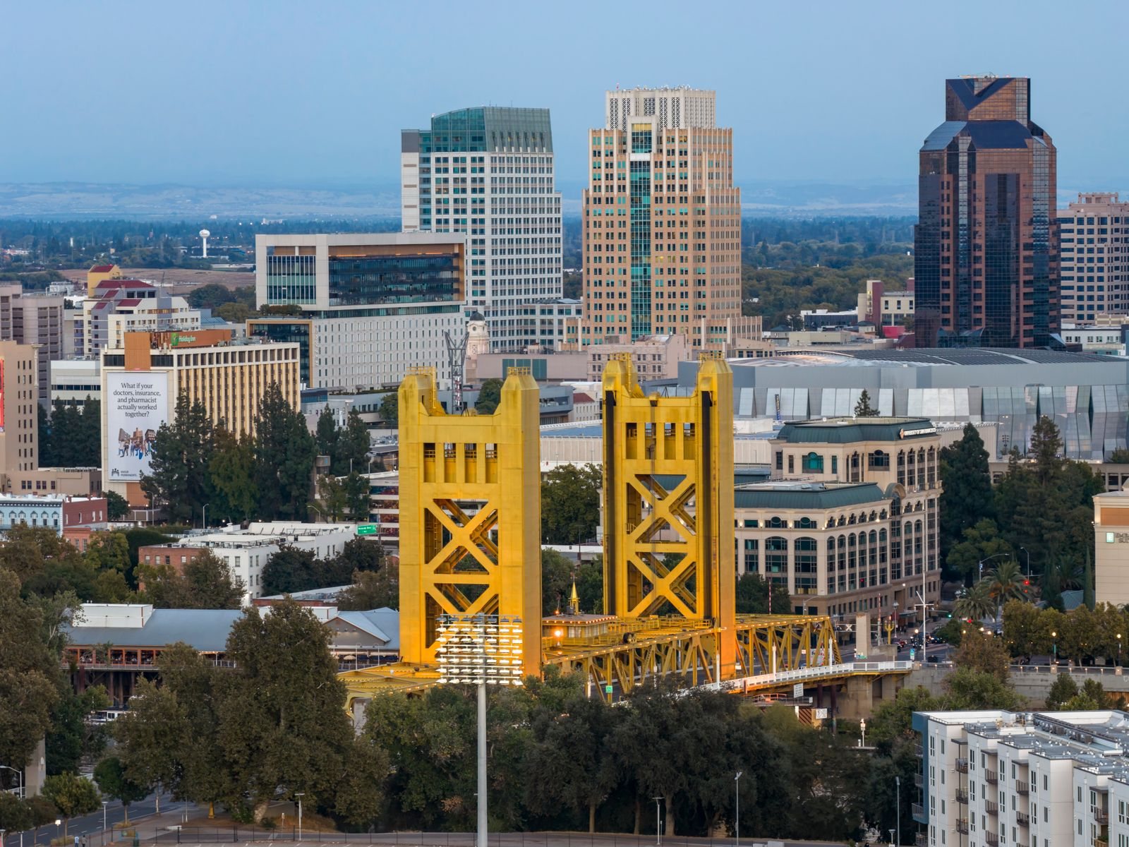 Sacramento skyline and Tower Bridge