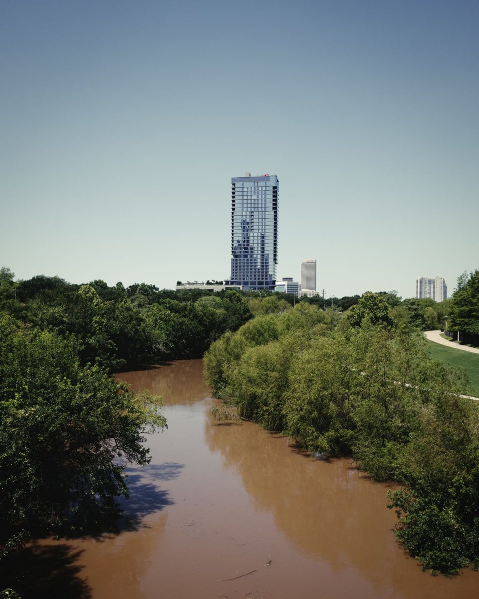Houston skyline above Buffalo Bayou