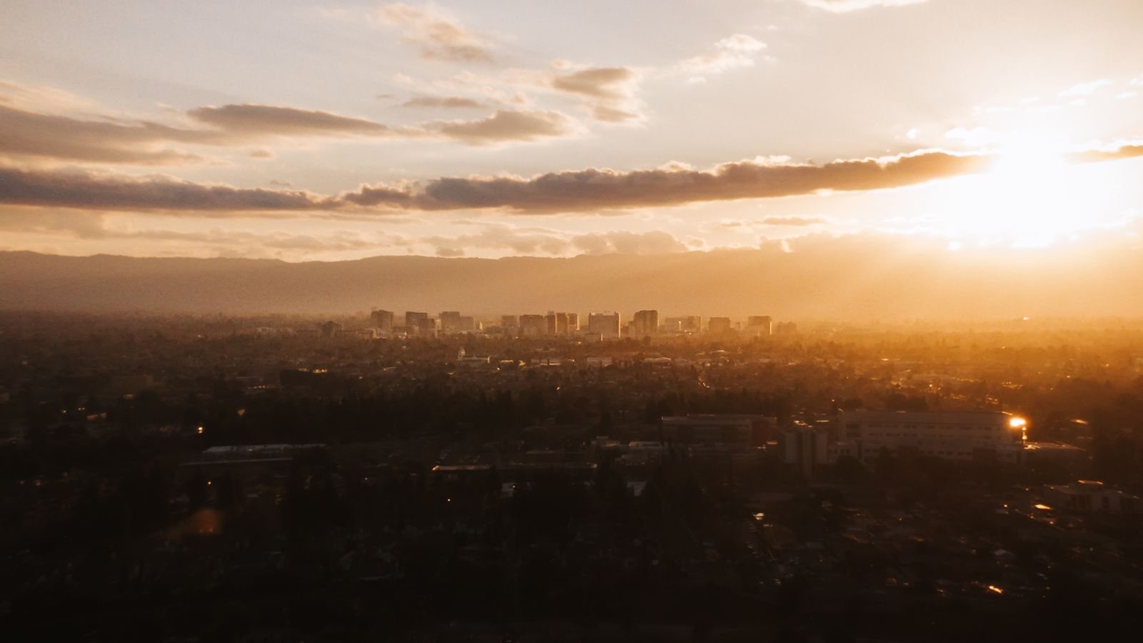 San Jose skyline in golden light